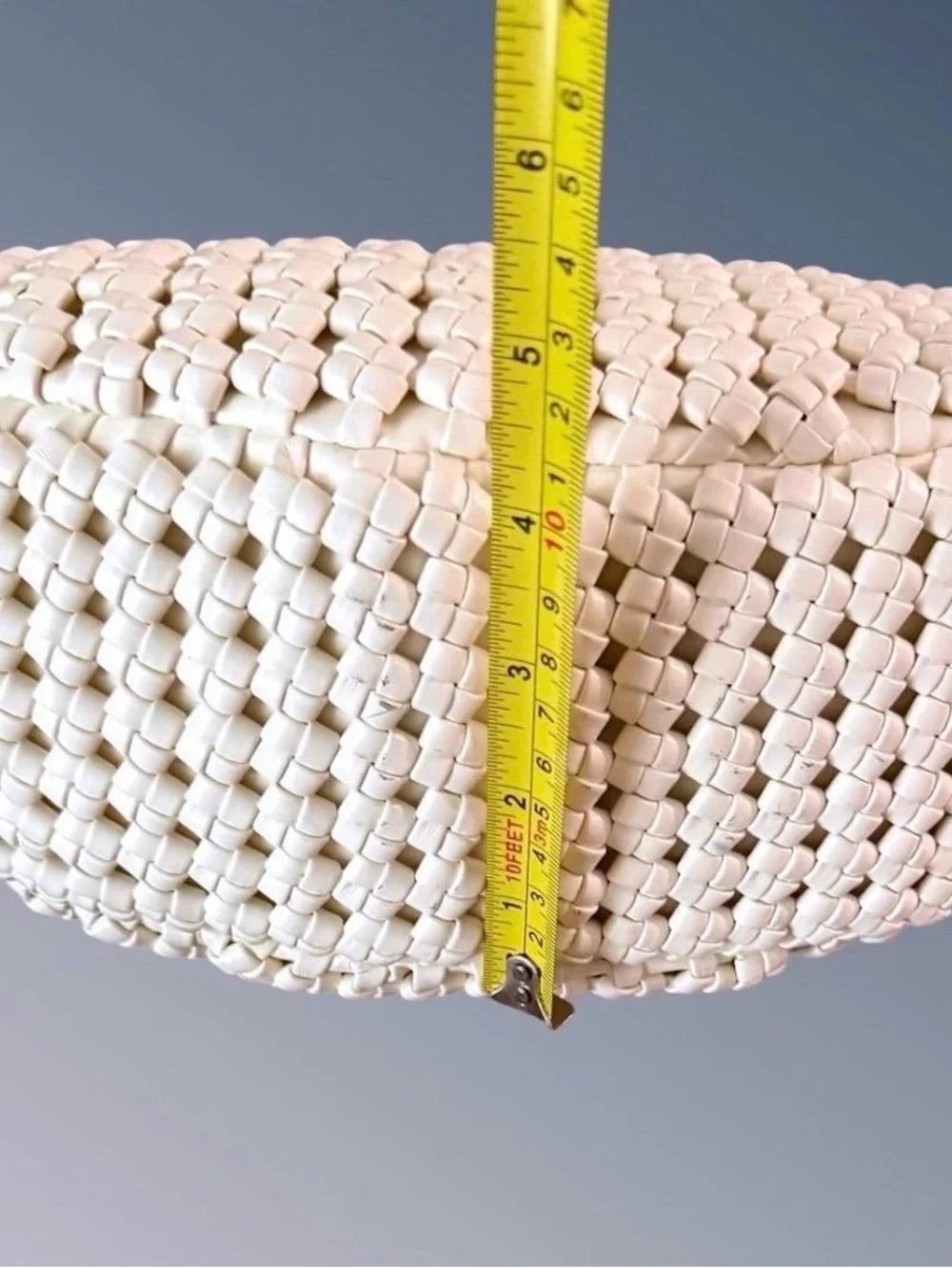 Antik Kraft Woven Crescent Shoulder Bag in Cream